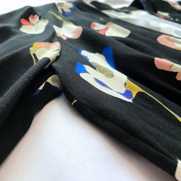 NWOT MASSIMO DUTTI BLACK FLORAL FRONT-KNOT MIDI DRESS - 4 - Picture 10 of 13